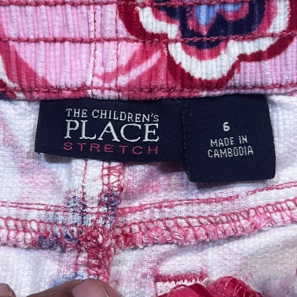 The Children's Place‎ Girls Pink Floral Corduroy Retro Skirt Size 6 Pocket Mini